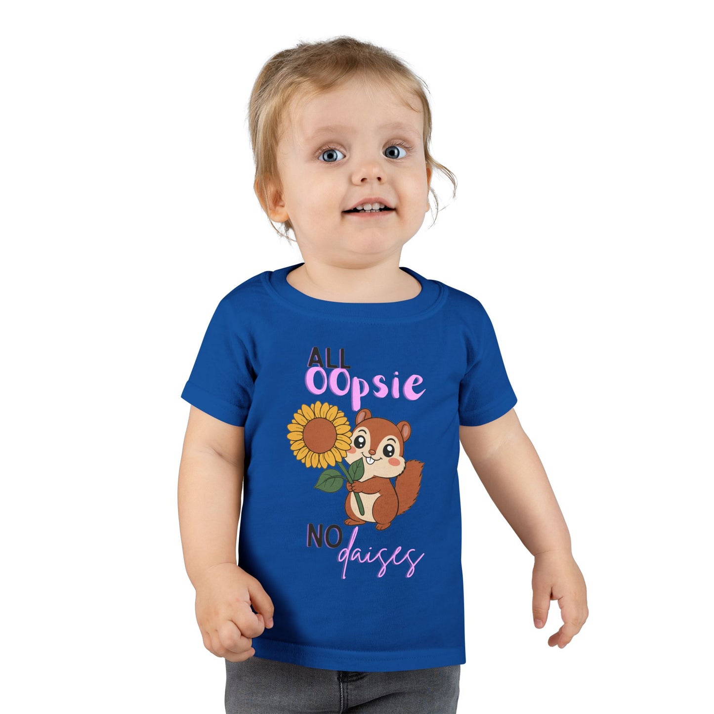 Toddler T-shirt — Cute Squirrel Sunflower “All Oopsie No Daisies” Kids Tee