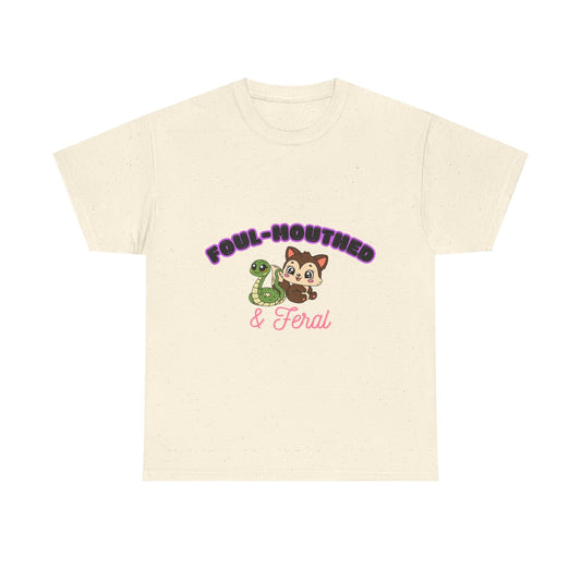Foul-Mouthed & Feral Tee — Cute Snarky Cat Graphic T-Shirt