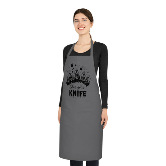 She's Got a Knife Cotton Apron — Funny Floral Chef Apron for Cooks & BBQ Lovers