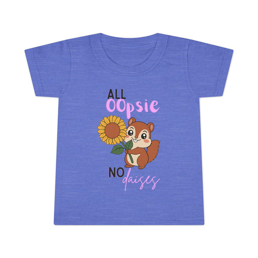 Toddler T-shirt — Cute Squirrel Sunflower “All Oopsie No Daisies” Kids Tee