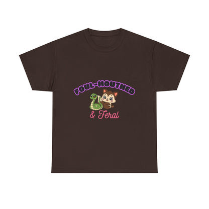 Foul-Mouthed & Feral Tee — Cute Snarky Cat Graphic T-Shirt