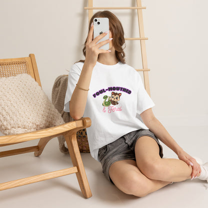 Foul-Mouthed & Feral Tee — Cute Snarky Cat Graphic T-Shirt