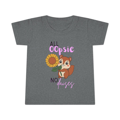 Toddler T-shirt — Cute Squirrel Sunflower “All Oopsie No Daisies” Kids Tee
