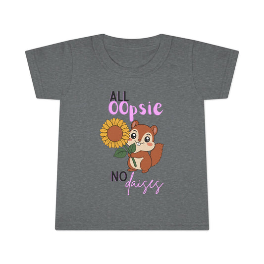 Toddler T-shirt — Cute Squirrel Sunflower “All Oopsie No Daisies” Kids Tee