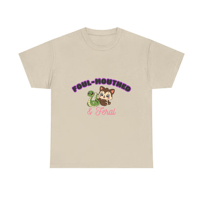 Foul-Mouthed & Feral Tee — Cute Snarky Cat Graphic T-Shirt
