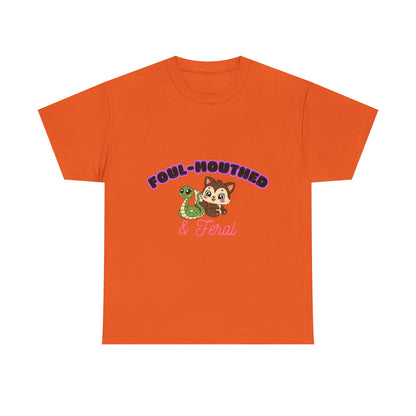 Foul-Mouthed & Feral Tee — Cute Snarky Cat Graphic T-Shirt