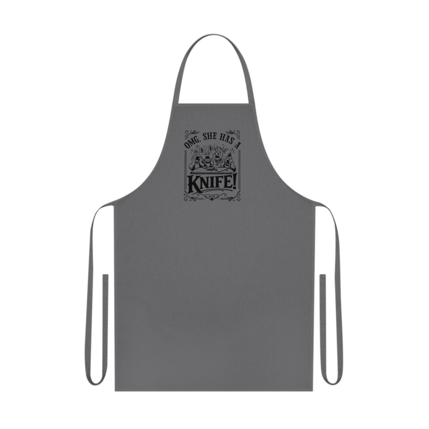 Funny Kitchen Apron — “Once She Has A Knife” Cotton Cooking Apron