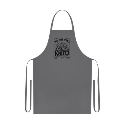 Funny Kitchen Apron — “Once She Has A Knife” Cotton Cooking Apron