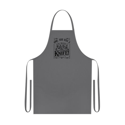 Funny Kitchen Apron — “Once She Has A Knife” Cotton Cooking Apron