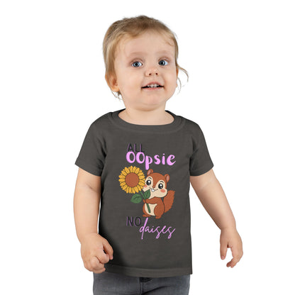 Toddler T-shirt — Cute Squirrel Sunflower “All Oopsie No Daisies” Kids Tee