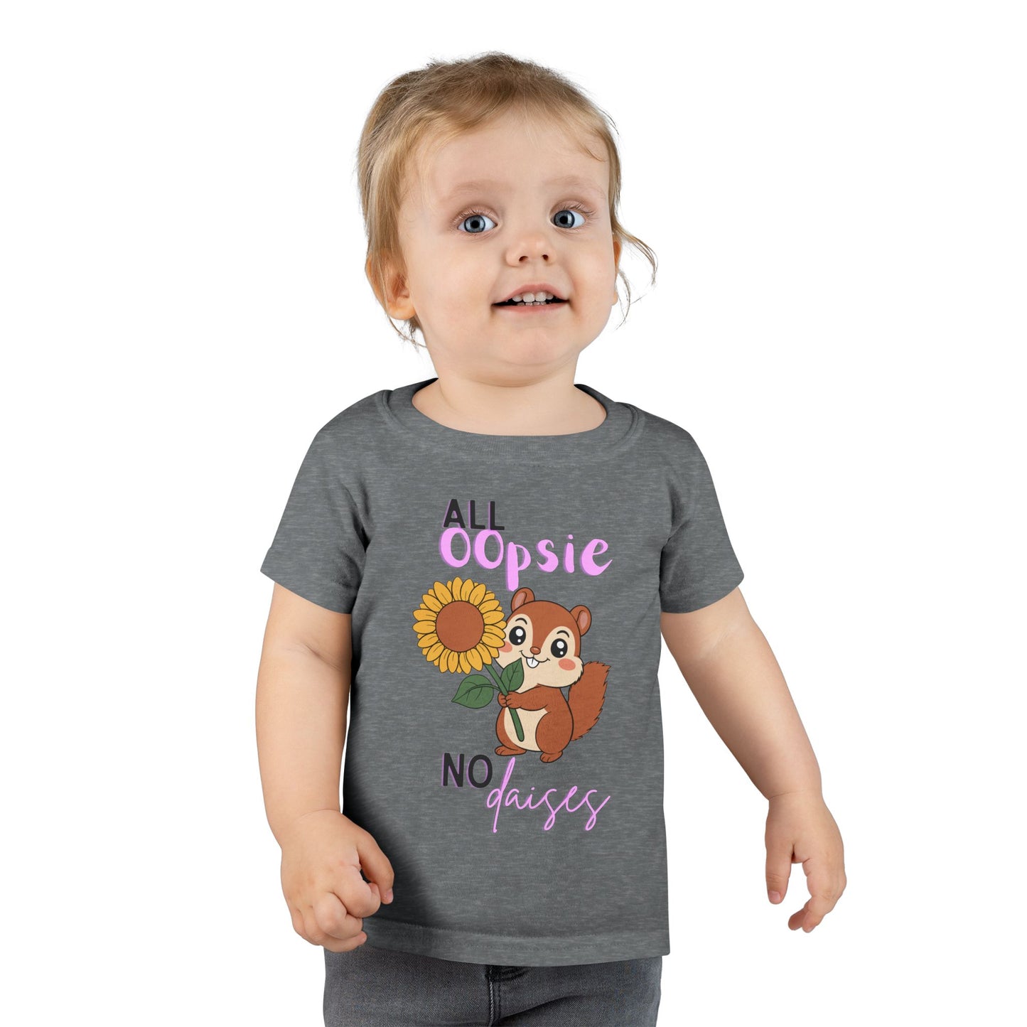 Toddler T-shirt — Cute Squirrel Sunflower “All Oopsie No Daisies” Kids Tee