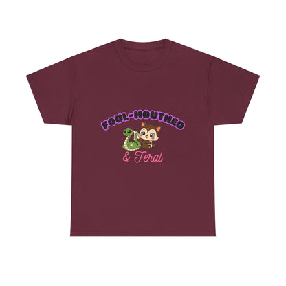 Foul-Mouthed & Feral Tee — Cute Snarky Cat Graphic T-Shirt
