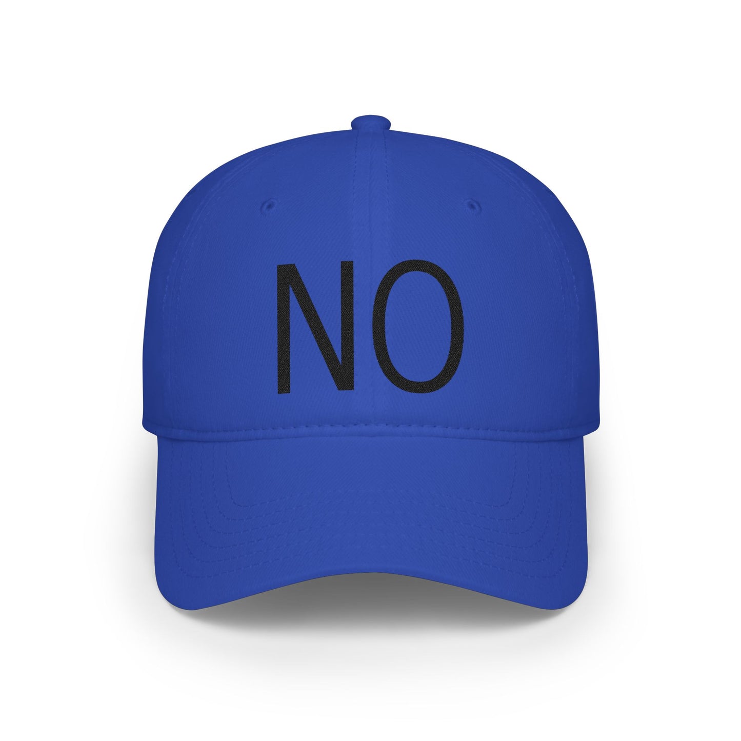 NO Embroidered Cap — Bold Red Low-Profile Baseball Hat