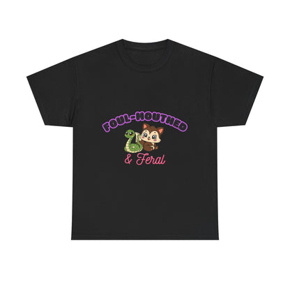 Foul-Mouthed & Feral Tee — Cute Snarky Cat Graphic T-Shirt