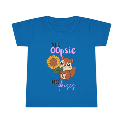 Toddler T-shirt — Cute Squirrel Sunflower “All Oopsie No Daisies” Kids Tee