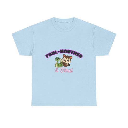 Foul-Mouthed & Feral Tee — Cute Snarky Cat Graphic T-Shirt