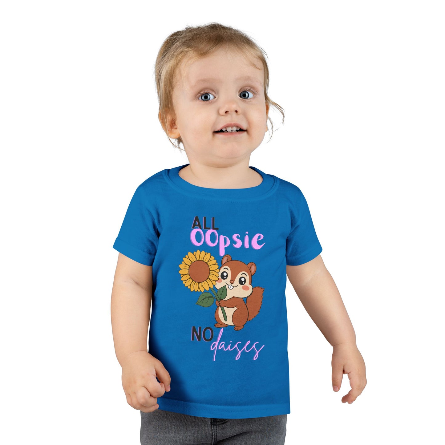 Toddler T-shirt — Cute Squirrel Sunflower “All Oopsie No Daisies” Kids Tee
