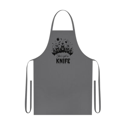 She's Got a Knife Cotton Apron — Funny Floral Chef Apron for Cooks & BBQ Lovers