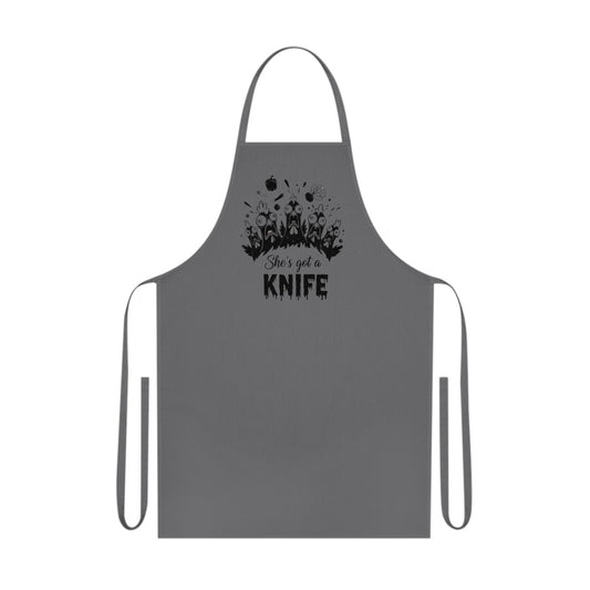 She's Got a Knife Cotton Apron — Funny Floral Chef Apron for Cooks & BBQ Lovers