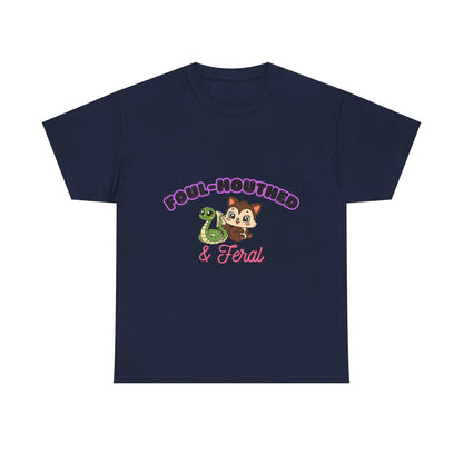 Foul-Mouthed & Feral Tee — Cute Snarky Cat Graphic T-Shirt