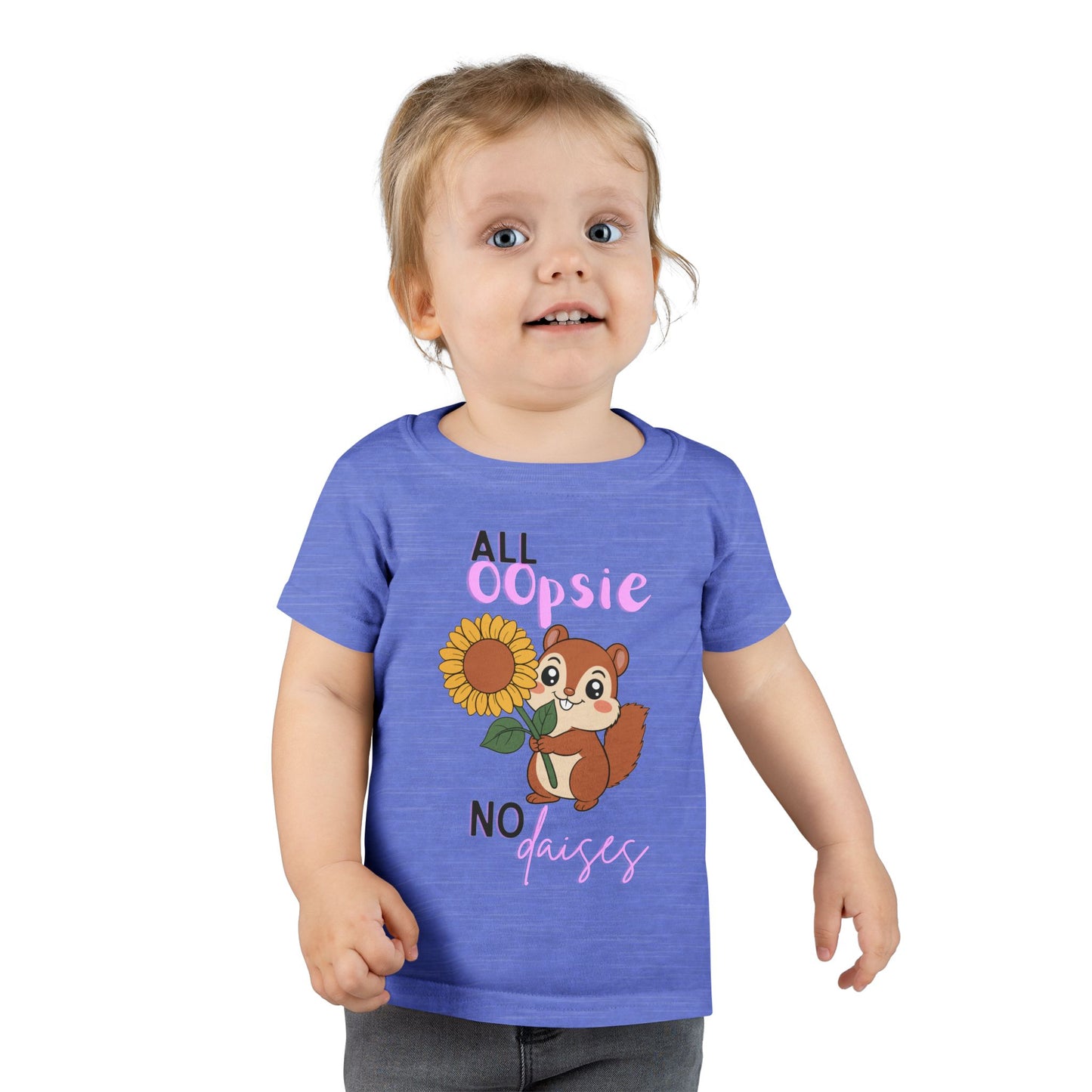 Toddler T-shirt — Cute Squirrel Sunflower “All Oopsie No Daisies” Kids Tee