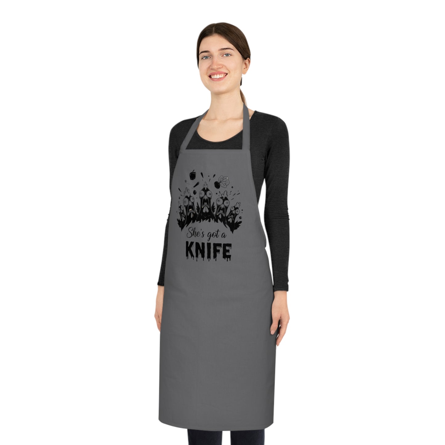 She's Got a Knife Cotton Apron — Funny Floral Chef Apron for Cooks & BBQ Lovers