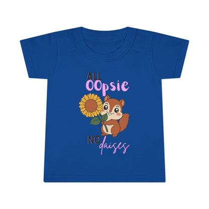 Toddler T-shirt — Cute Squirrel Sunflower “All Oopsie No Daisies” Kids Tee
