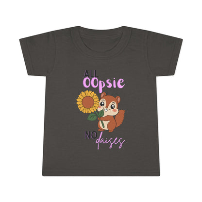 Toddler T-shirt — Cute Squirrel Sunflower “All Oopsie No Daisies” Kids Tee