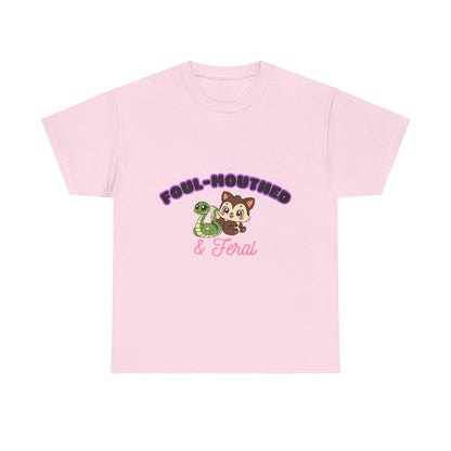 Foul-Mouthed & Feral Tee — Cute Snarky Cat Graphic T-Shirt